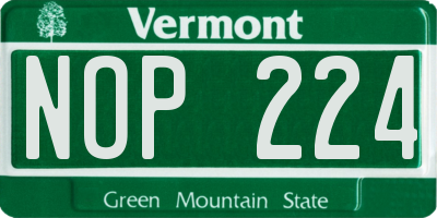 VT license plate NOP224