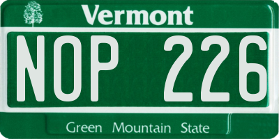 VT license plate NOP226