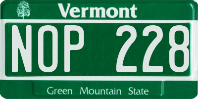 VT license plate NOP228