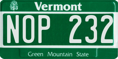 VT license plate NOP232