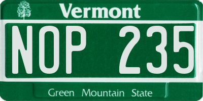 VT license plate NOP235