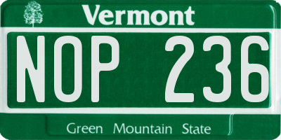 VT license plate NOP236