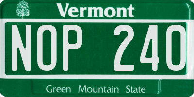 VT license plate NOP240