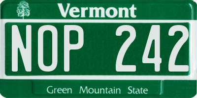 VT license plate NOP242