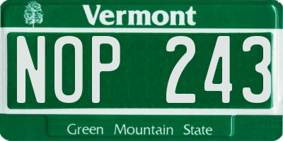 VT license plate NOP243