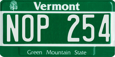 VT license plate NOP254