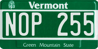 VT license plate NOP255