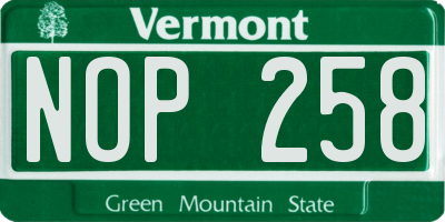 VT license plate NOP258