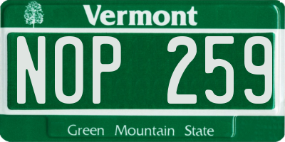 VT license plate NOP259