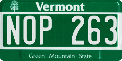 VT license plate NOP263