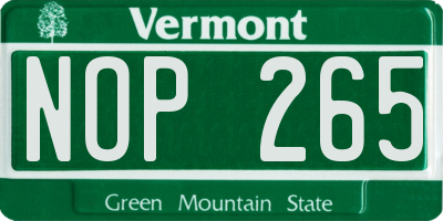 VT license plate NOP265