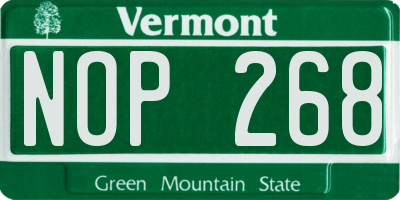 VT license plate NOP268