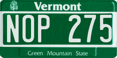 VT license plate NOP275