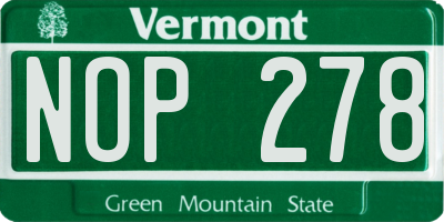 VT license plate NOP278