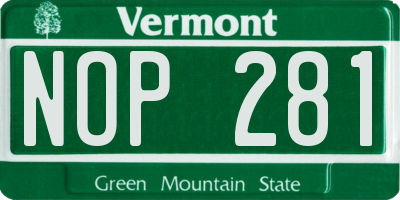 VT license plate NOP281