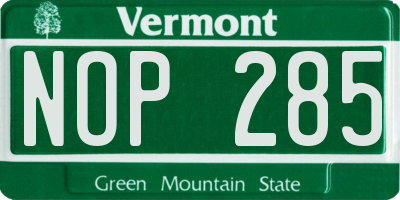 VT license plate NOP285