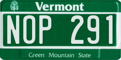 VT license plate NOP291