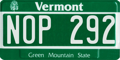 VT license plate NOP292