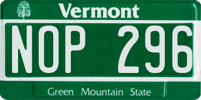 VT license plate NOP296
