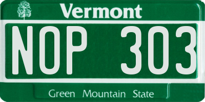 VT license plate NOP303
