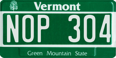 VT license plate NOP304