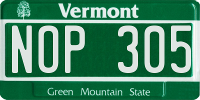 VT license plate NOP305
