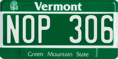 VT license plate NOP306