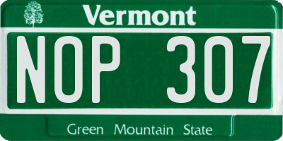 VT license plate NOP307