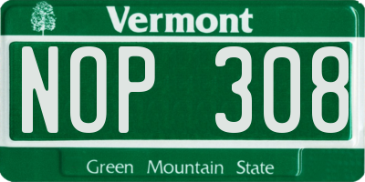 VT license plate NOP308