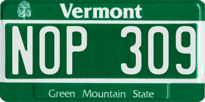 VT license plate NOP309