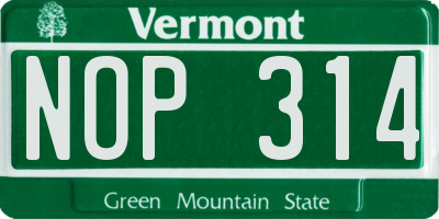 VT license plate NOP314