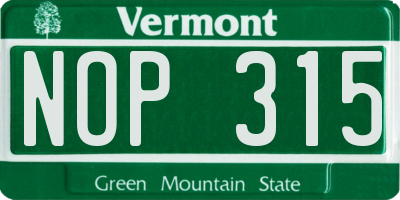 VT license plate NOP315