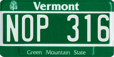 VT license plate NOP316