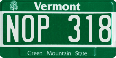 VT license plate NOP318
