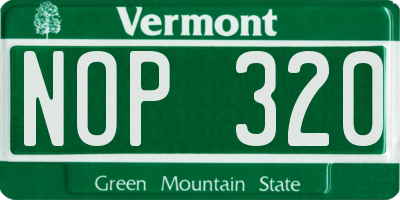 VT license plate NOP320