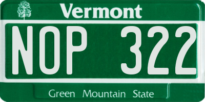 VT license plate NOP322