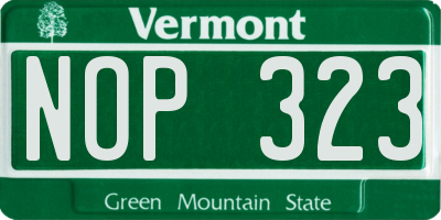 VT license plate NOP323