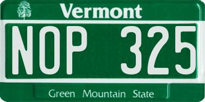 VT license plate NOP325