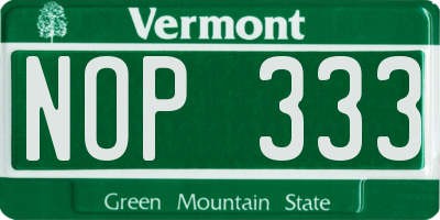 VT license plate NOP333