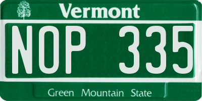 VT license plate NOP335