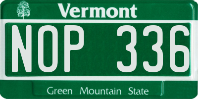 VT license plate NOP336