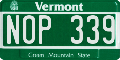 VT license plate NOP339