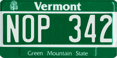 VT license plate NOP342