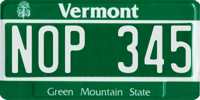 VT license plate NOP345