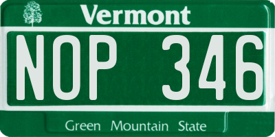 VT license plate NOP346