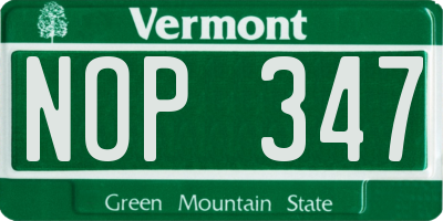 VT license plate NOP347