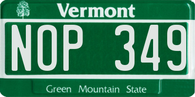 VT license plate NOP349