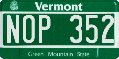 VT license plate NOP352