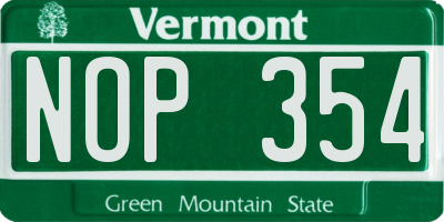 VT license plate NOP354
