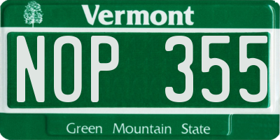 VT license plate NOP355